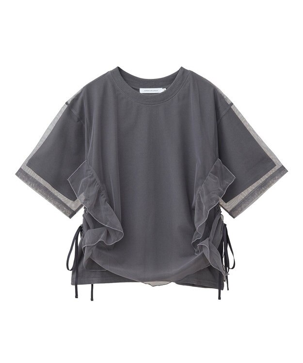 AMERICAN HOLIC チュールレイヤードドロストトップス Charcoal Gray