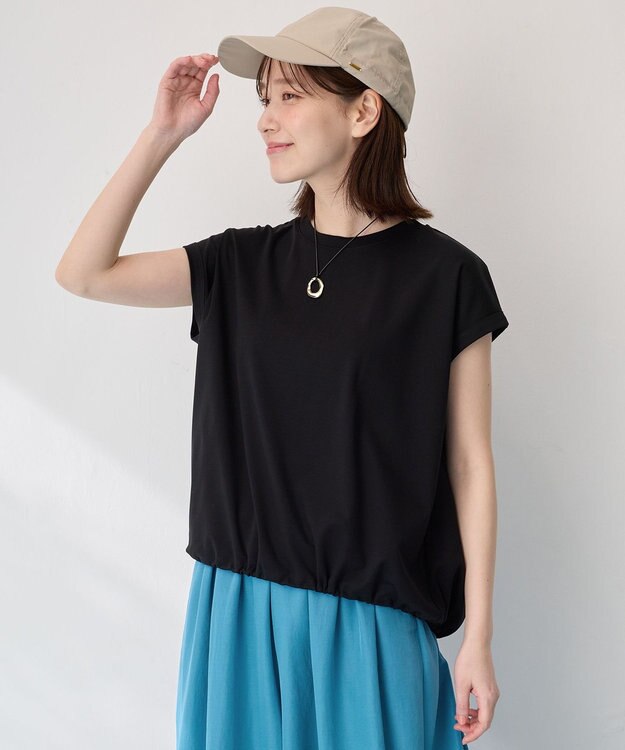 ANY L 【洗濯機可/UVケア】シルケットスムースドロストＴシャツ ブラック