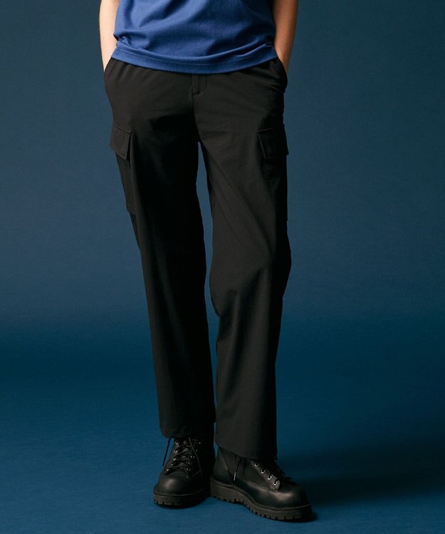 JOSEPH ABBOUD MOUNTAIN 【2wayストレッチ/軽量/ECO撥水】ナイロンリップ2wayストレッチ トレッキングカーゴパンツ ブラック系