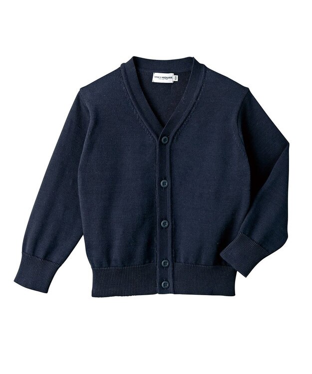 MIKI HOUSE HOT BISCUITS 【ミキハウス】【100-140cm】 綿ニットVネックカーディガン(男の子用) 紺