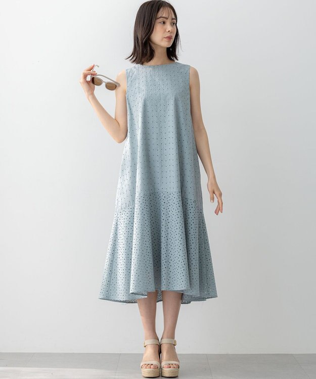 組曲 【WEB限定・新色追加】エンブロイダリーレースノースリーブ ワンピース スモーキーミント系