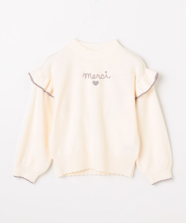 ANY KIDS 肩フリル しあわせタッチニット エクリュ