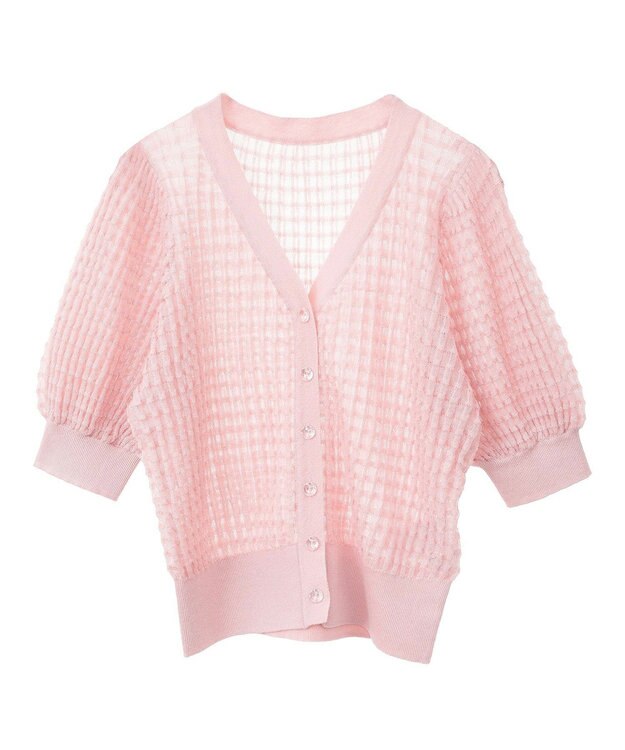 earth music&ecology シアーチェックカーディガン Pink