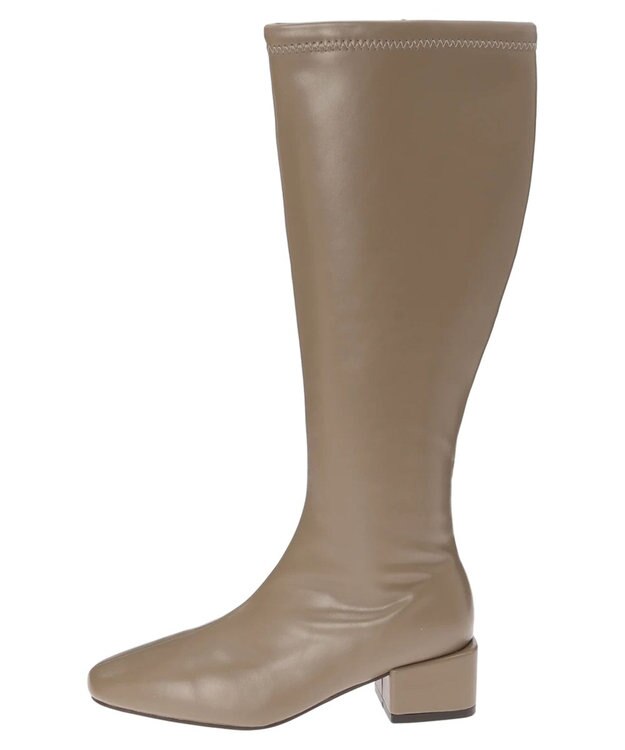 Green Parks ・ｍｉｎｉａ　ローヒールストレッチロングブーツ Beige