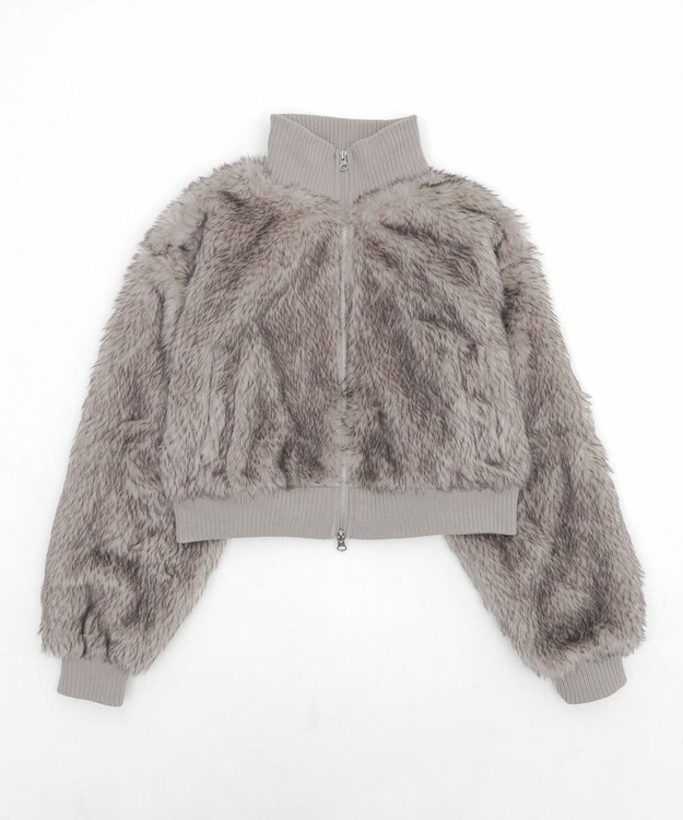 WEGO 【25年秋冬新作】フェイクファーショートブルゾン グレーその他