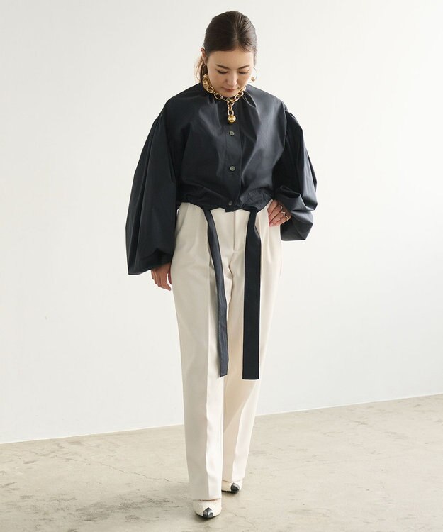 #Newans ハイウエスト2タックパンツ ホワイト