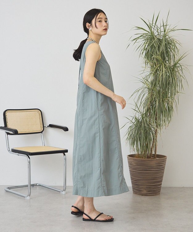 AMERICAN HOLIC 【2点セット】ナイロンAラインワンピース+キャミソール Grayish Khaki
