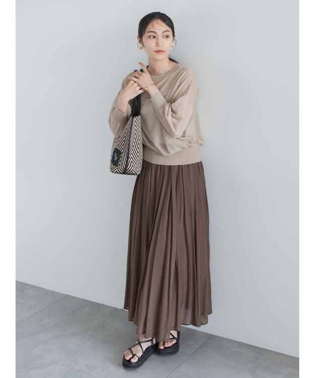 Te chichi 14G前後2WAYクルーカーディガン ベージュ