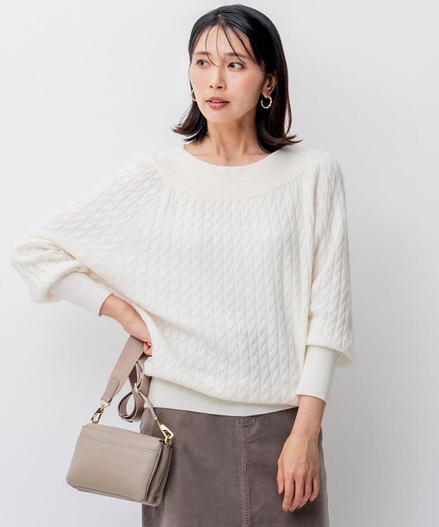 23区 【洗える】セミウーステッド ケーブル ニット アイボリー系