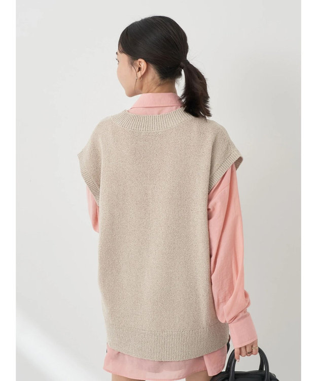 earth music&ecology ミニブークレＶネックベスト Light Beige