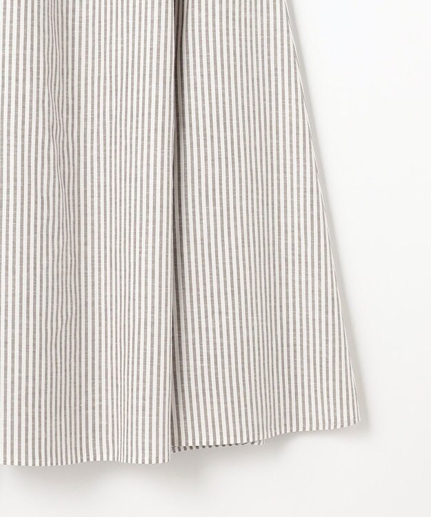 J.PRESS LADIES L リネンMIX ストライプ フレア スカート ブラウンストライプ系