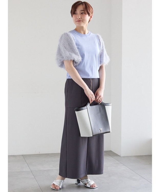 Te chichi シャギーバルーンスリーブニット ブルー