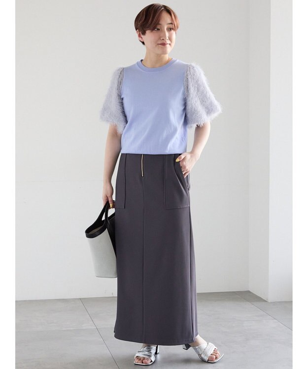 Te chichi シャギーバルーンスリーブニット ブルー