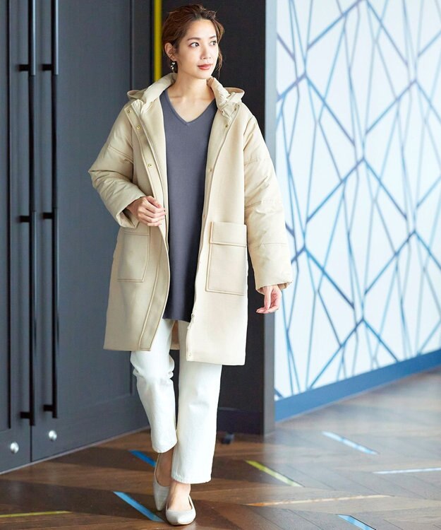 Tiaclasse 【洗える】タック袖コンビニットチュニック ブルー