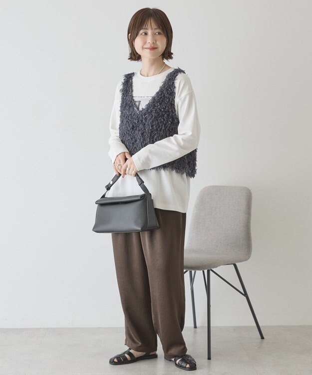 AMERICAN HOLIC 【選べる丈】フェザーVネックベスト Charcoal Gray