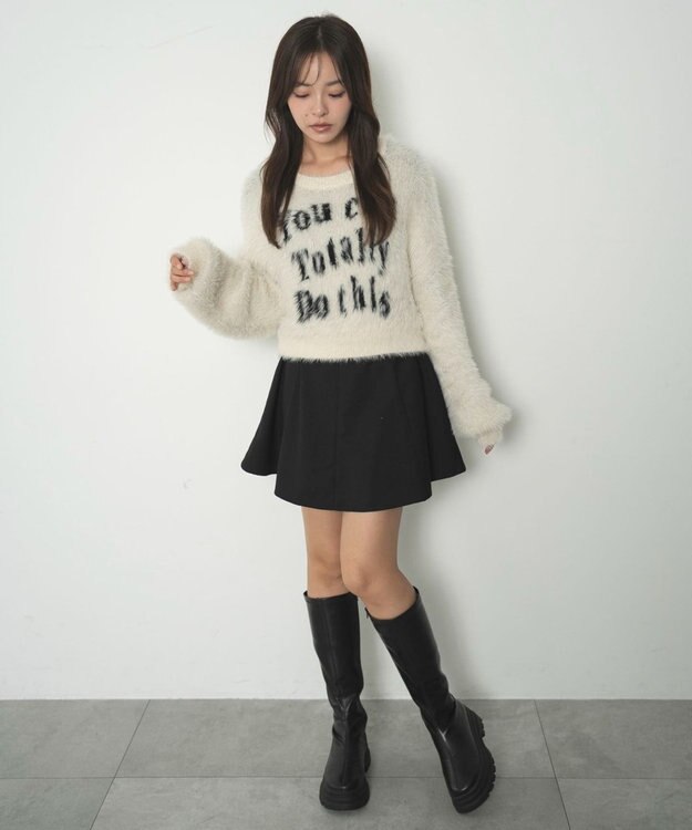 WEGO ハイウエストフレアスカパン ブラック