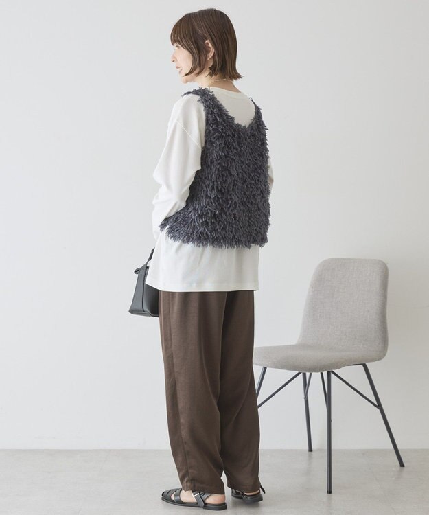 AMERICAN HOLIC 【選べる丈】フェザーVネックベスト Charcoal Gray