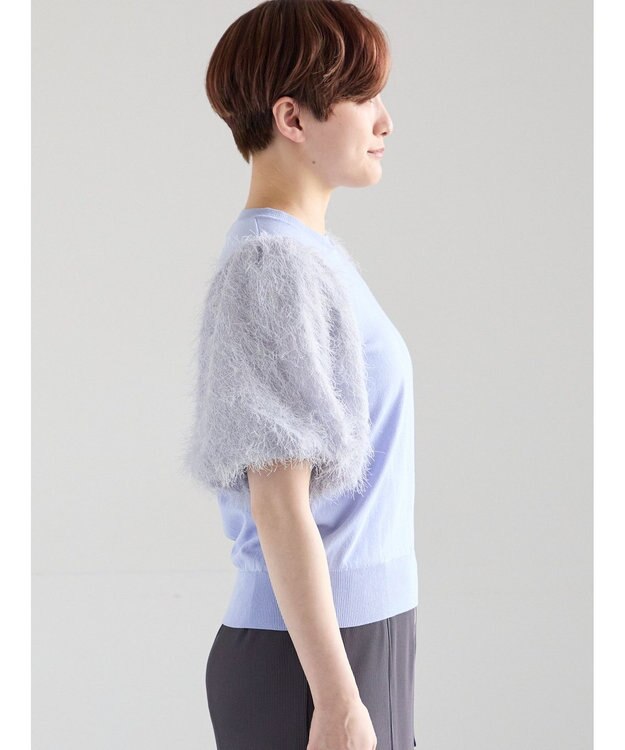 Te chichi シャギーバルーンスリーブニット ブルー