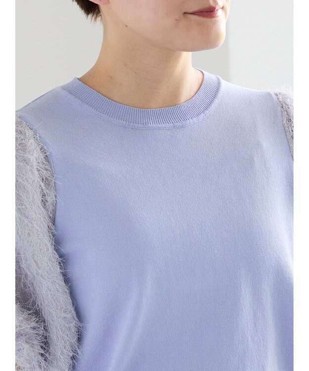 Te chichi シャギーバルーンスリーブニット ブルー