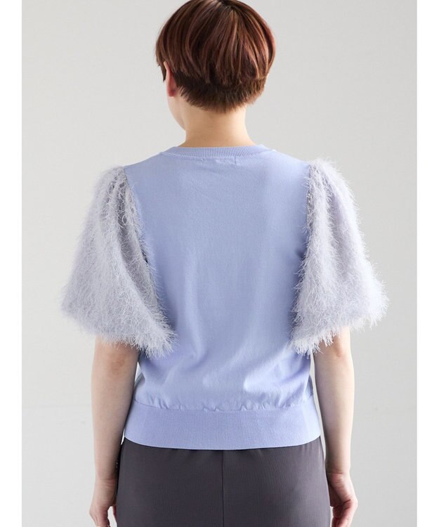 Te chichi シャギーバルーンスリーブニット ブルー