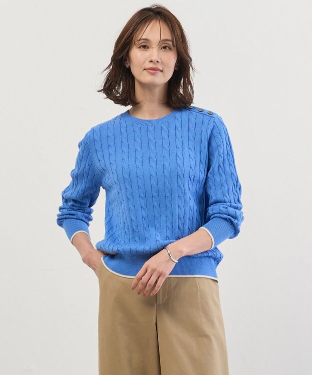 J.PRESS LADIES CABLE ニット ブルー系