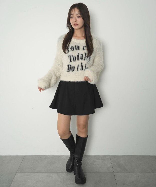 WEGO ハイウエストフレアスカパン ブラック