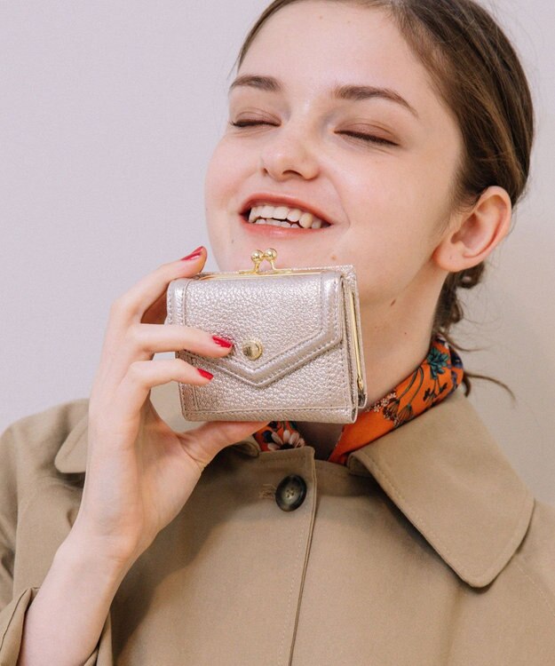 UNBILLION ペルケ perche トリミング配色外ガマミニウォレット シルバー