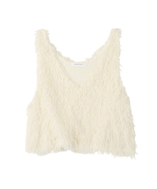 AMERICAN HOLIC 【選べる丈】フェザーVネックベスト Ivory