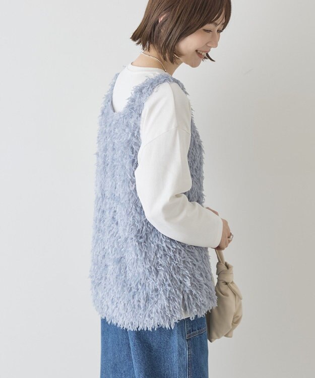 AMERICAN HOLIC 【選べる丈】フェザーVネックベスト Light Blue