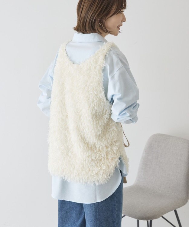 AMERICAN HOLIC 【選べる丈】フェザーVネックベスト Ivory