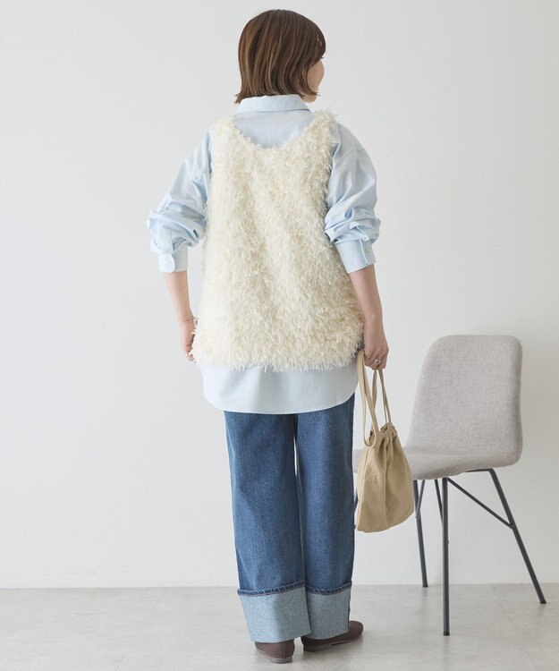 AMERICAN HOLIC 【選べる丈】フェザーVネックベスト Ivory