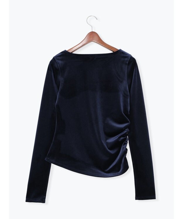 Te chichi ベロアサイドギャザートップス ネイビー