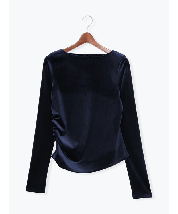 Te chichi ベロアサイドギャザートップス ネイビー