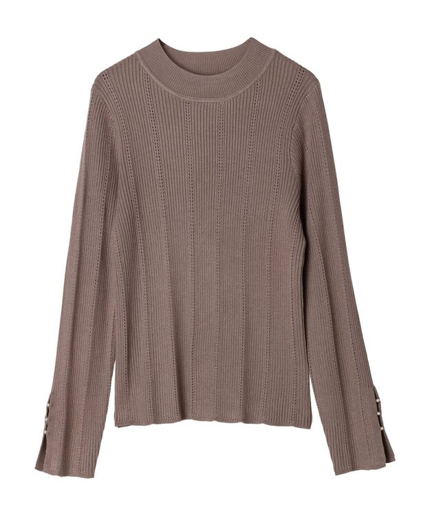 earth music&ecology 袖パールハイネックリブプルオーバー Mocha