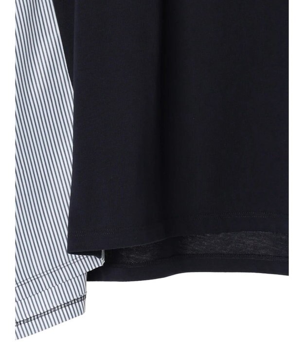 Green Parks 異素材脇切り替えドッキングプルオーバー Navy