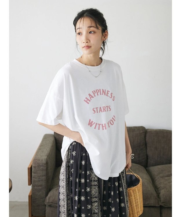 CRAFT STANDARD BOUTIQUE シルケット天竺　ロゴＰＴ裾ラウンドチュニックＳ／Ｓ Off White