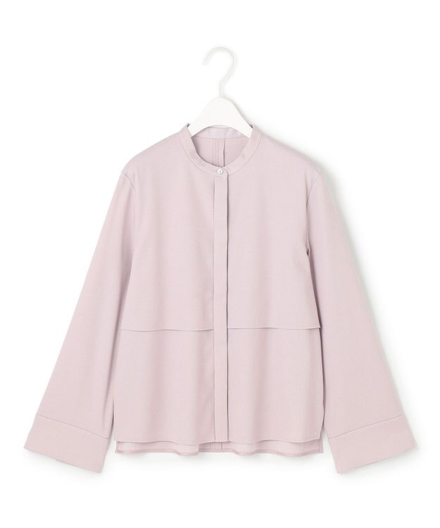 ICB 【洗える】ウォームサテン クロップドシャツ ヘイズピンク系