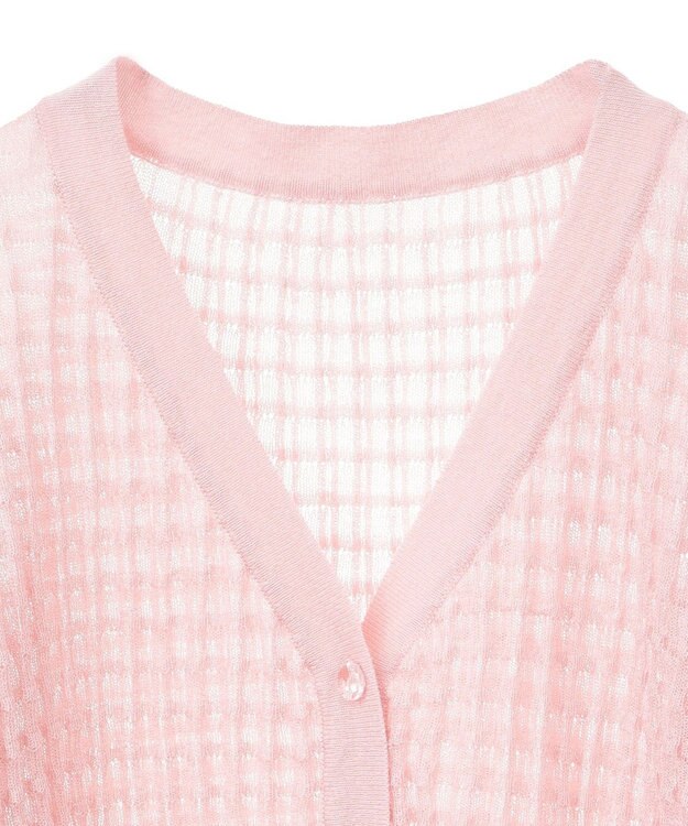 earth music&ecology シアーチェックカーディガン Pink