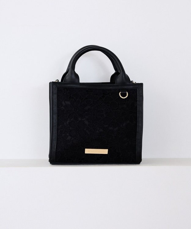 Maison de FLEUR EC限定フラワーレース2Wayスクエアトートバッグ Black