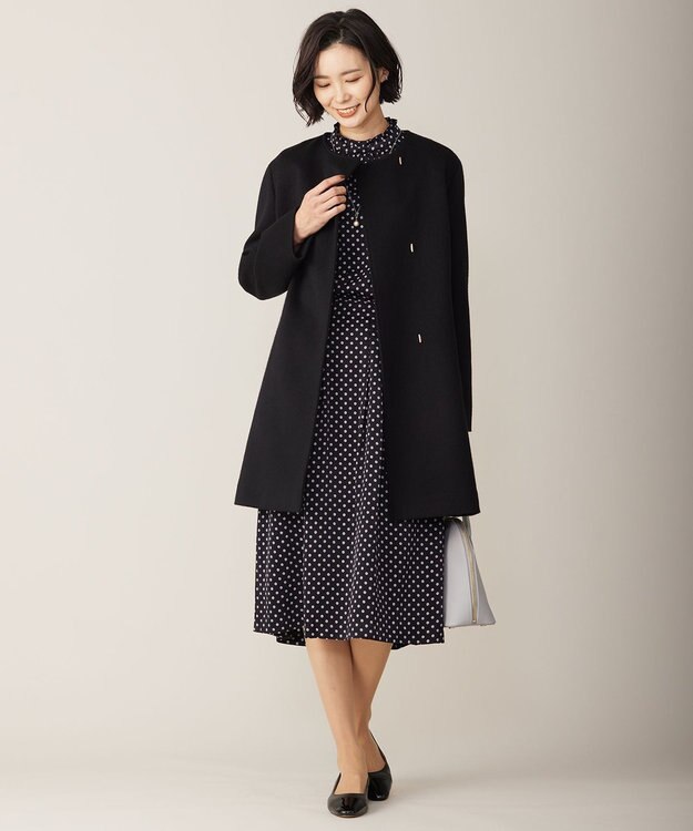 J.PRESS LADIES S 【洗える】ピーチサテン 幾何プリント ブラウス ネイビー系5