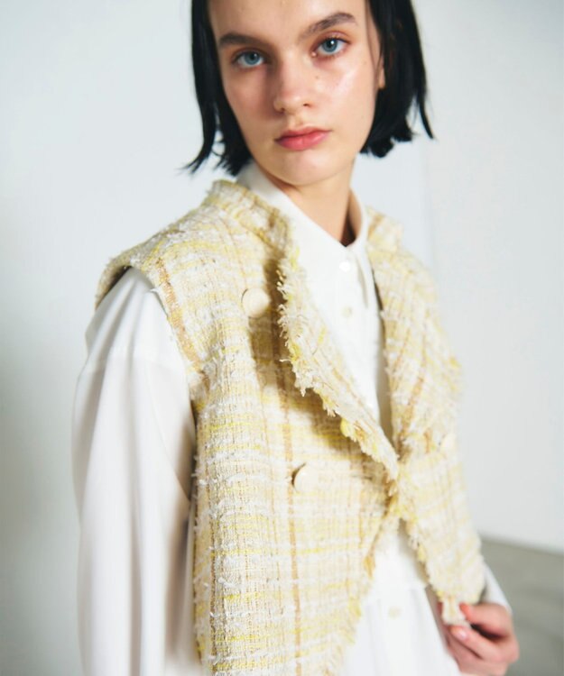 GRACE CONTINENTAL フリンジミニベスト ベージュ