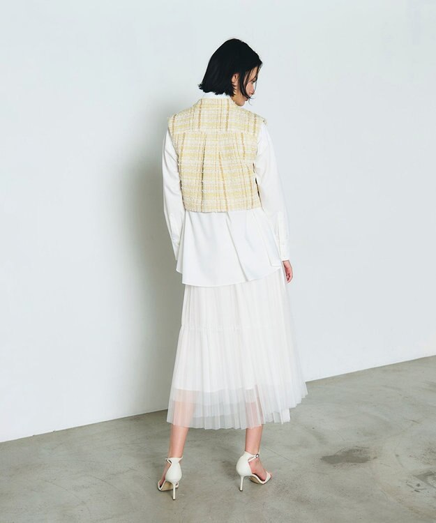 GRACE CONTINENTAL フリンジミニベスト ベージュ