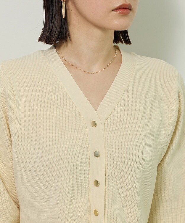 Green Parks 金釦ペプラムニットカーディガン Ecru