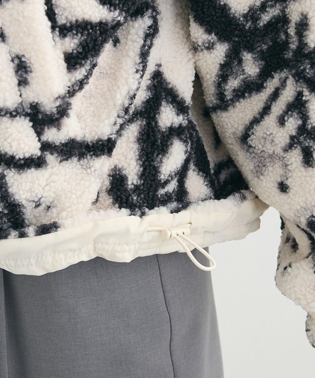 Green Parks リバーシブルプリント柄ボアブルゾン Ecru