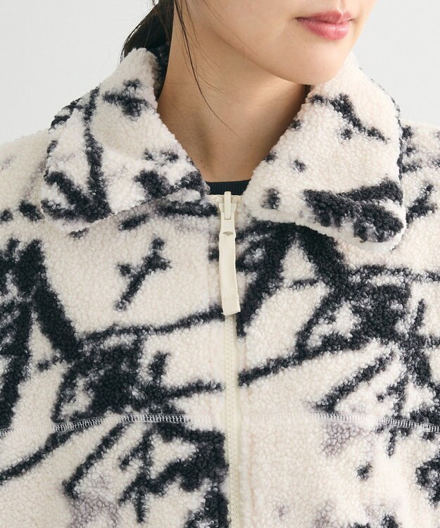 Green Parks リバーシブルプリント柄ボアブルゾン Ecru