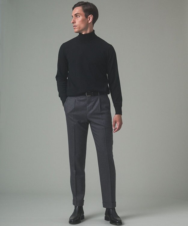 GOTAIRIKU 【保温性/ストレッチ/シワになりにくい】サキソニーストレッチパンツ（１タック） グレー系