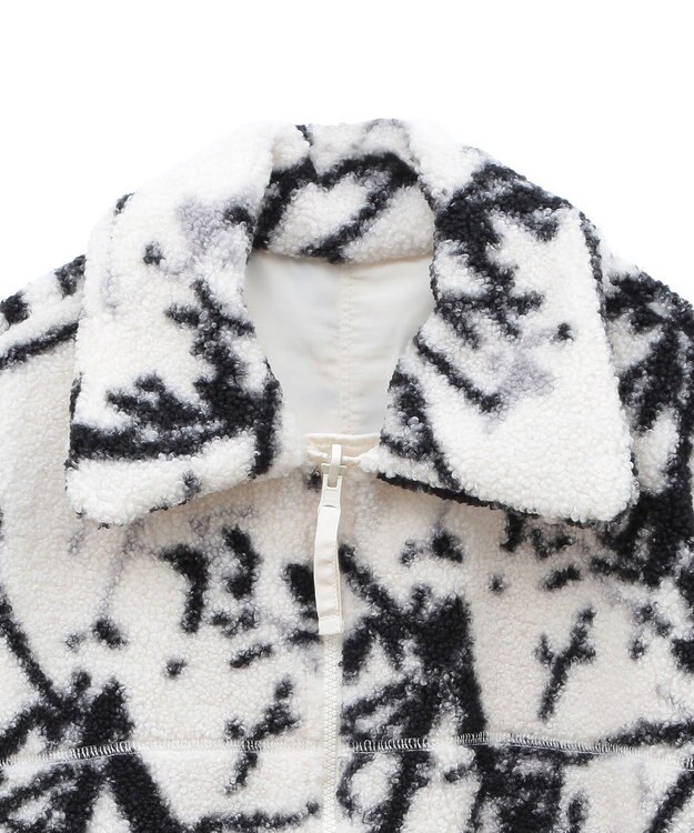 Green Parks リバーシブルプリント柄ボアブルゾン Ecru