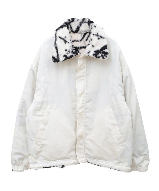 Green Parks リバーシブルプリント柄ボアブルゾン Ecru