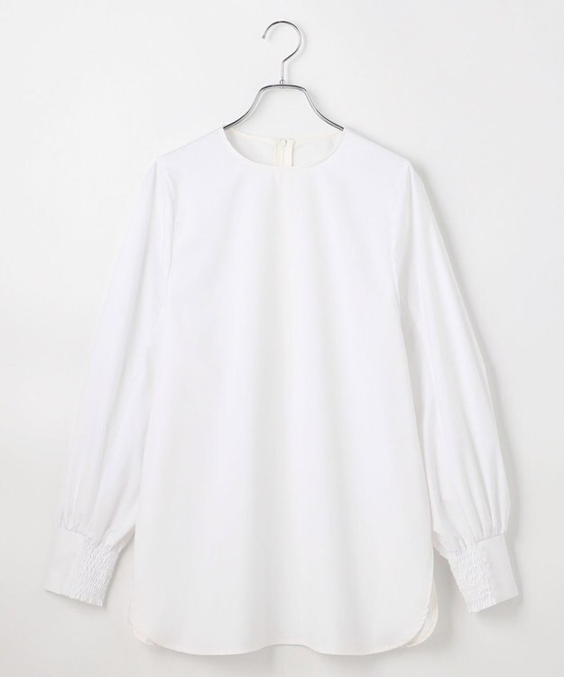 #Newans 【洗濯機可】シャーリングカフスシャツ ホワイト