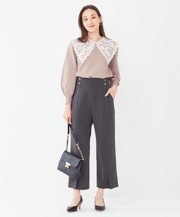 ANY SIS 【2WAY】レース襟付き ニット ローズグレー